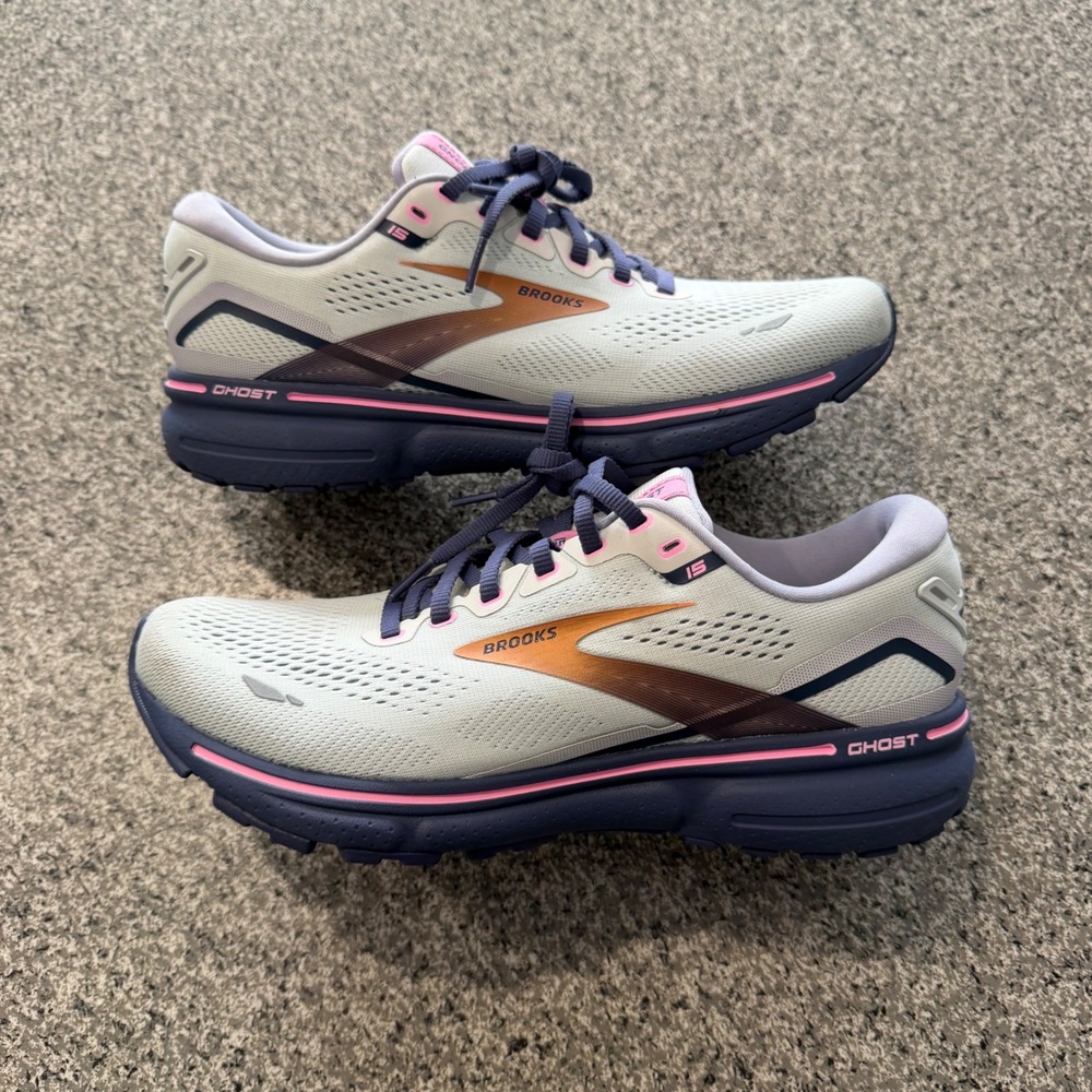 Brooks Ghost 15 Womens Running Shoes Oyster Pink Alloy 1203801B492 Size 9.5 B
